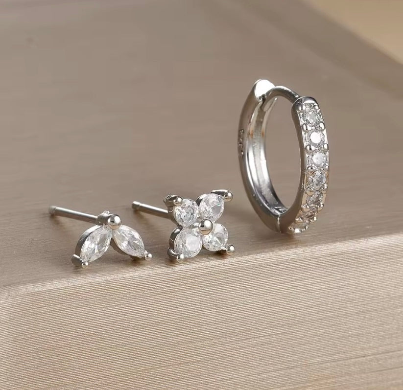 Set 3 Orecchini Argento/Oro